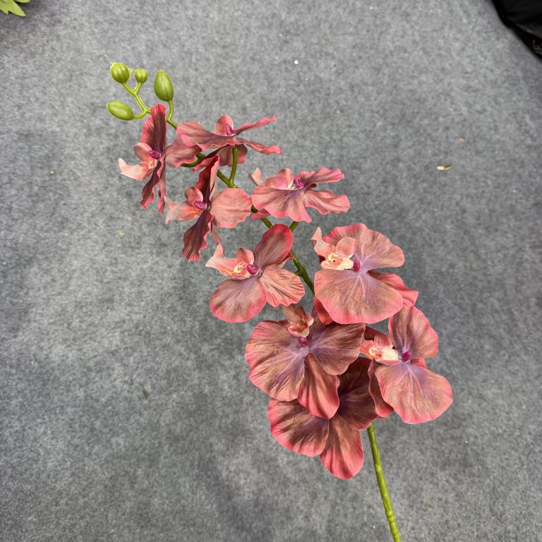 Silk-style artificial Phalaenopsis orchid stem with nine flower heads